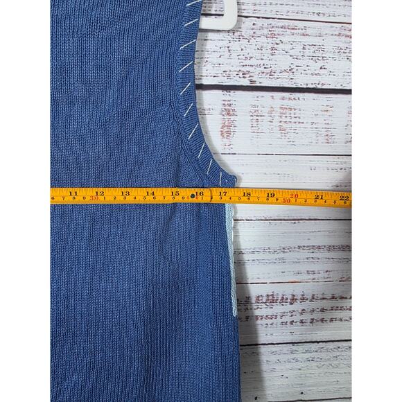 Y2K Blair Christmas Sweater Vest Snowman Patchwork Zip Front Women's Small - Picture 5 of 5